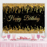 Toile de fond de fête de joyeux anniversaire noir étoile scintillante d'or